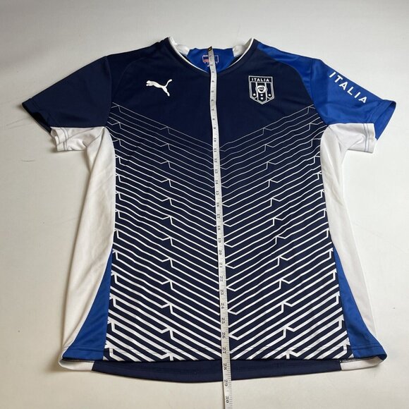 Puma Italia FIGC Soccer Jersey Men Large Blue Stripes Dry Cell Italy - Picture 8 of 12